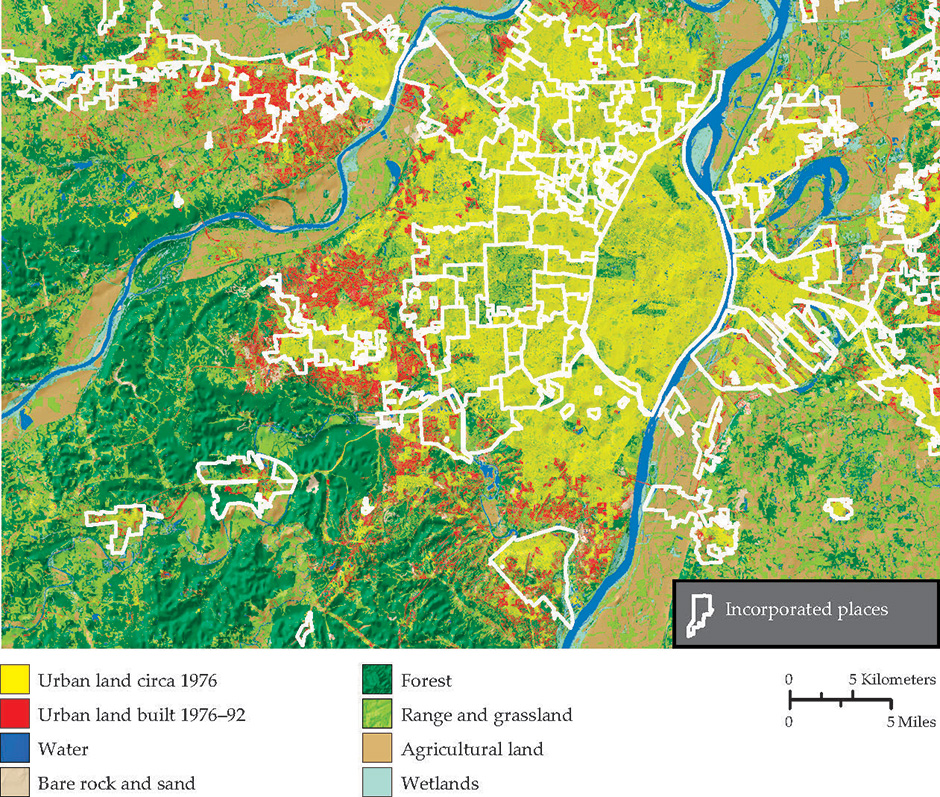 Map: Urban sprawl in Saint Louis