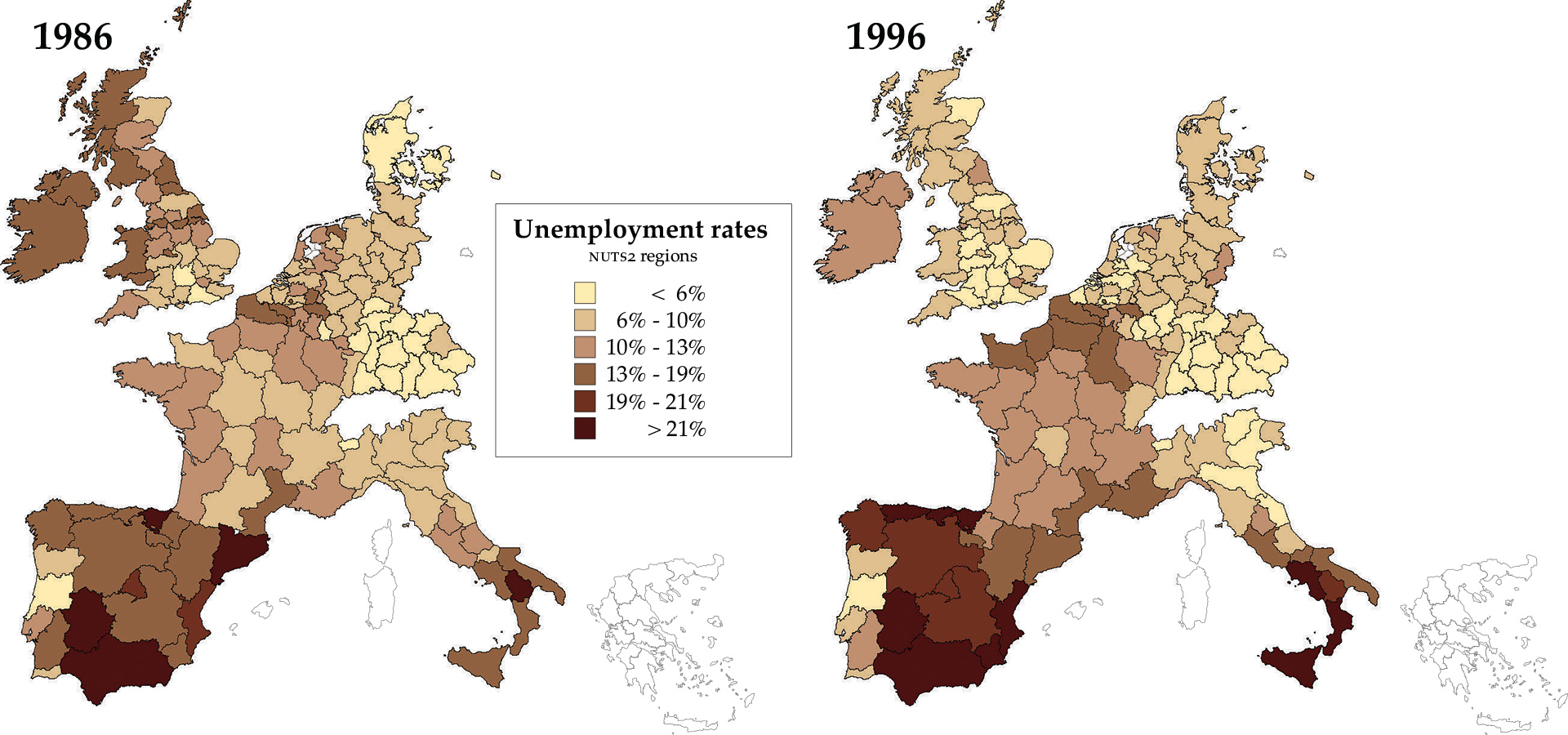 Map: Unemployment clusters across Europe's regions and countries