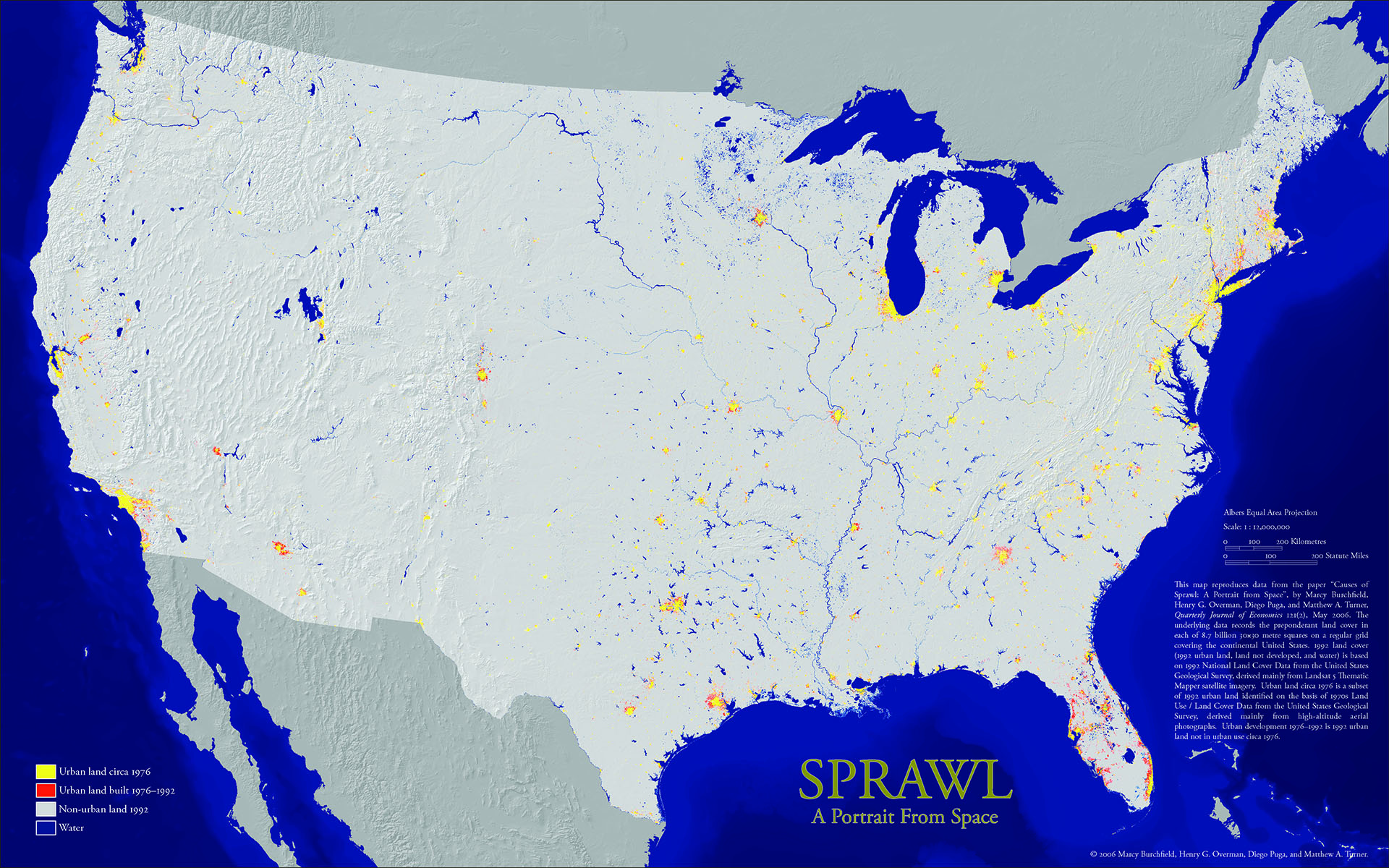 Map: Urban sprawl in the United States